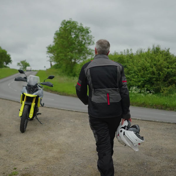 Oxford Rockland Textile Jacket - Charcoal / Black / Red - FREE UK
